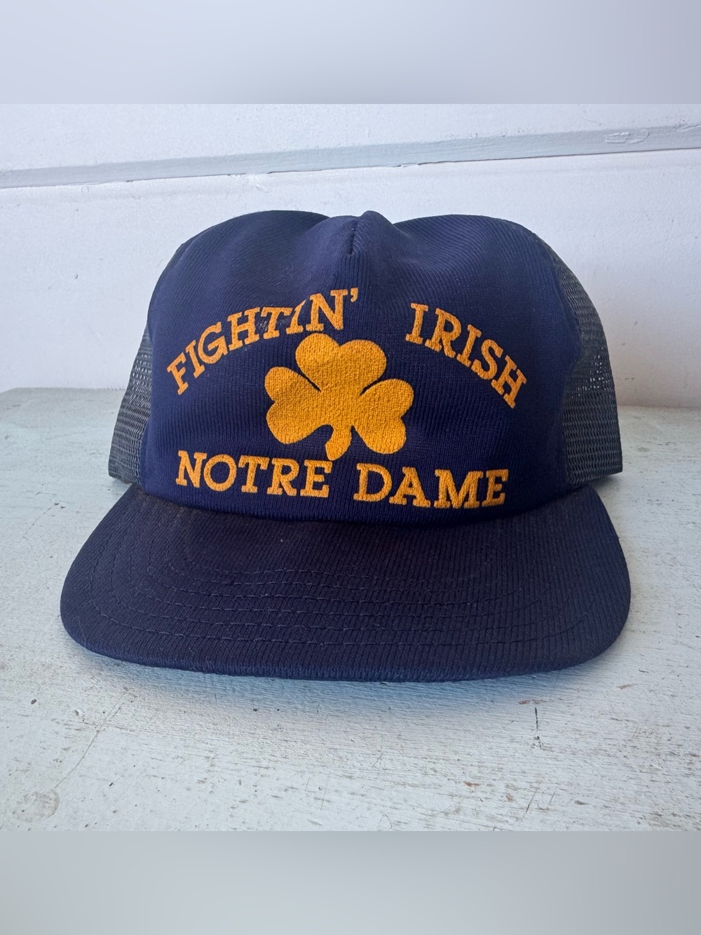 Vintage Navy and Gold Vintage Trucker Hat - Fightin' Irish Notre Dame 70s 80s